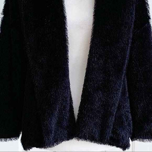 Madison Jacket Black Faux Fur Tipped Fox Open Front Swing Jacket Coat Small - Picture 13 of 13